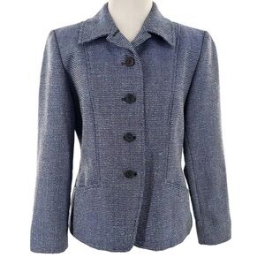 Pendleton petite blazer size 6 blue tweed Classic 49% wool vintage 90s Corpcore